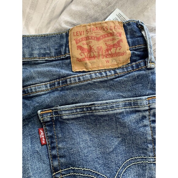 Levi's 511 Men's Jeans W32 L34 Straight Fit Dark Wash 5 Pocket Distressed - Picture 11 of 11